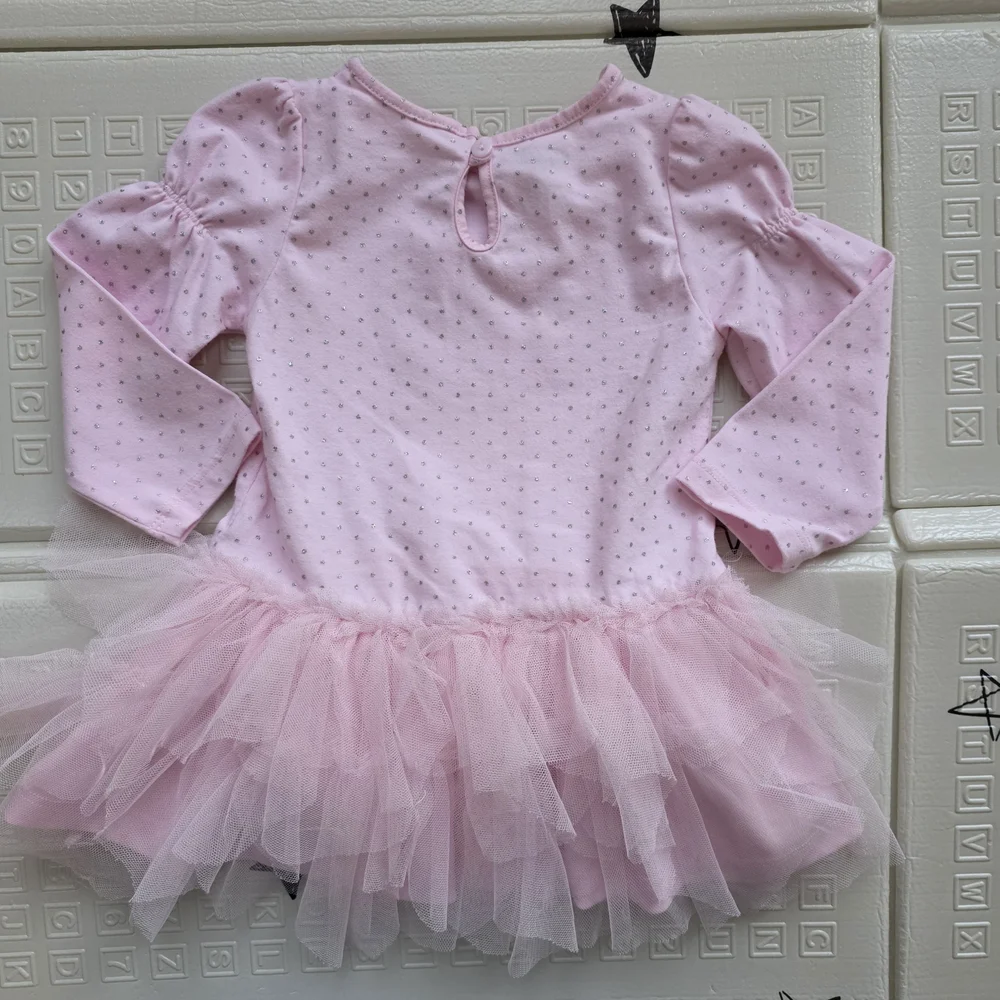 Nannette Baby Pink Sparkle Bear Dress